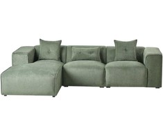 Beliani Trijų vietų kampinė sofa DOLVA, šenilinis audinys, tamsiai žalia, dešininė