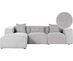 Beliani Trijų vietų kampinė sofa DOLVA, velvetas, šviesiai pilka, dešininė