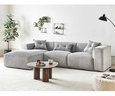 Beliani Trijų vietų kampinė sofa DOLVA, velvetas, šviesiai pilka, dešininė