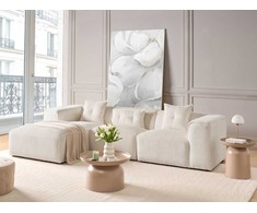 Beliani Trivietė kampinė sofa DOLVA iš velveto, kreminės spalvos, dešininė
