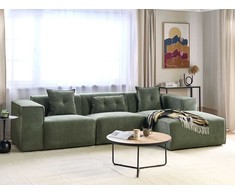 Beliani Trivietė kampinė sofa DOLVA, šenilinė, tamsiai žalia, kairinė