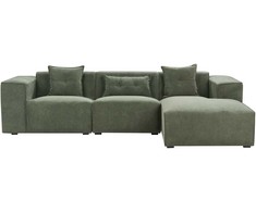 Beliani Trivietė kampinė sofa DOLVA, šenilinė, tamsiai žalia, kairinė