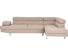 Beliani 5 vietų kampinė sofa NORREA smėlio spalvos kairinė