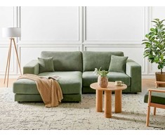 Beliani 3 asmenų kampinė sofa LOFOTEN žalia dešininė