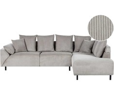 Beliani 4 vietų kampinė sofa LUNNER, veliūras, šviesiai pilka, kairinė