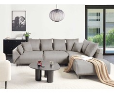 Beliani 4 vietų kampinė sofa LUNNER, veliūras, šviesiai pilka, kairinė