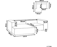 Beliani Modulinė kampinė sofa APRICA, sintetinis linas, smėlio spalvos, dešininė