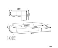 Beliani Modulinė 4 vietų kampinė sofa HELLNAR kairinė, pilka