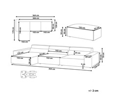 Beliani Modulinė 5 vietų kampinė sofa „HELLNAR“, dešininė, pilka, su otomanu