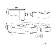 Beliani 5 vietų modulinė kampinė sofa HELLNAR kairinė pilka su otomana