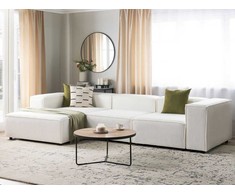 Beliani Modulinė 4 vietų kampinė sofa ARDAL Boucle, laužyta balta, dešinės pusės