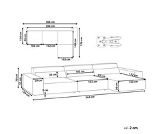 Beliani Modulinė kampinė sofa 4 asmenims HELLNAR, veliūras, šviesiai smėlio spalvos, kairinė