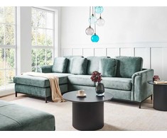 Beliani 4 vietų kampinė sofa OSLO, veliūrinė, žydra, dešininė