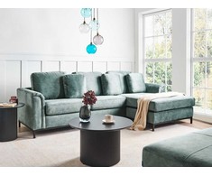 Beliani Kampinė sofa OSLO, 4 vietų, veliūrinė, lazūros mėlyna, kairinė