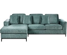 Beliani 4 vietų kampinė sofa OSLO, veliūrinė, žydra, dešininė