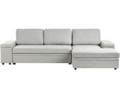 Sofa Beliani Išskleidžiamas kampas HRISEY Boucle Baltos spalvos su daiktadėže kairinis