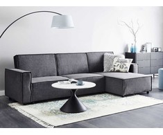 Beliani Išskleidžiama kampinė sofa ROMEDAL II tamsiai pilka kairinė