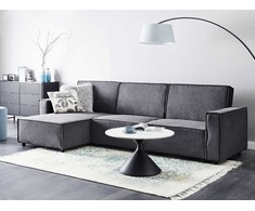 Beliani Išskleidžiama 3 vietų kampinė sofa ROMEDAL II Grafito spalvos