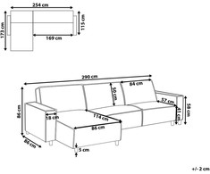 Beliani Išskleidžiama 3 vietų kampinė sofa ROMEDAL II Grafito spalvos