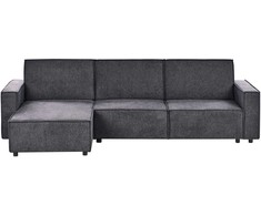 Beliani Išskleidžiama 3 vietų kampinė sofa ROMEDAL II Grafito spalvos