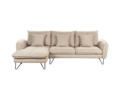 Beliani Trivietė kampinė sofa SERSAN šenilo audinio, smėlio spalvos, dešininė