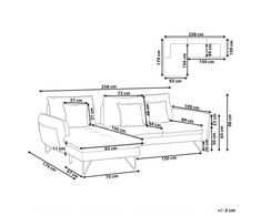 Beliani Trivietė kampinė sofa SERSAN šenilo audinio, smėlio spalvos, dešininė