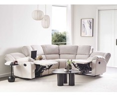 Beliani Kampinė sofa ROKKE su rankine relaksacijos funkcija, 5 vietos, šviesi smėlio spalva, kairinė