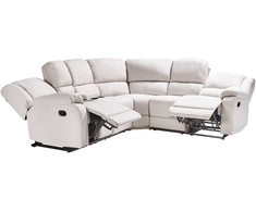 Beliani Kampinė sofa ROKKE su rankine relaksacijos funkcija, 5 vietos, šviesi smėlio spalva, kairinė