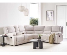 Beliani Kampinė sofa ROKKE su rankine relaksacijos funkcija, 5 vietos, šviesi smėlio spalva, kairinė