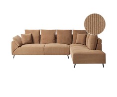 Beliani 4 vietų kampinė sofa LUNNER, velvetas, ruda, kairinė