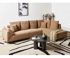 Beliani 4 vietų kampinė sofa LUNNER, velvetas, ruda, kairinė