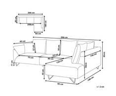 Beliani 4 vietų kampinė sofa LUNNER, velvetas, ruda, kairinė