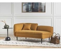 Sofa Beliani Kairysis gultas CHEVANNES iš „boucle“ audinio, garstyčių spalvos
