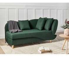 Sofa Beliani Dešininis šezlongas MERI, dirbtinio lino, žalias, su daiktadėže