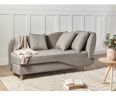 Sofa Beliani Dešininė šezlongas MERI sintetinis linas šviesiai rudas su daiktadėže