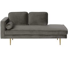 Sofa Beliani Kairysis gultas MIRAMAS, veliūras, pilkai smėlinės spalvos