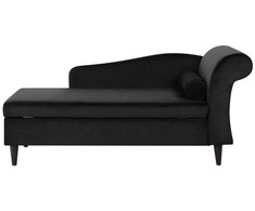 Sofa Beliani Dešininis šezlongas LUIRO veliūrinis juodas su daiktadėže
