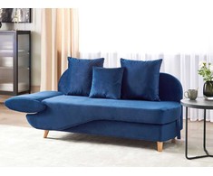 Sofa Beliani Kairinis gultas MERI su daiktadėže, tamsiai mėlynas veliūras
