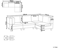 Beliani Modulinė 4 vietų kampinė sofa UNSTAD, kairinė, šviesiai smėlio spalvos