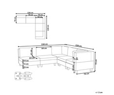 Beliani 5 vietų modulinė kampinė sofa UNSTAD kairinė, juoda