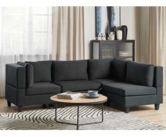 Beliani Modulinė sofa UNSTAD 4 asmenims, kairinė, juoda