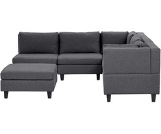 Beliani 5 vietų modulinė sofa UNSTAD Kairinė tamsiai pilka su otomane