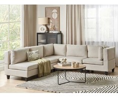 Beliani Modulinė 5 vietų kampinė sofa UNSTAD kairinė, šviesiai smėlio spalvos