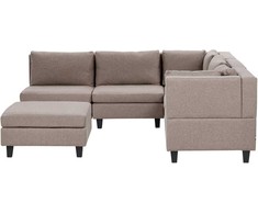 Beliani Modulinė 5 vietų sofa UNSTAD Kairinė Ruda su otomane