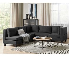 Beliani 5 vietų modulinė kampinė sofa UNSTAD kairinė, juoda