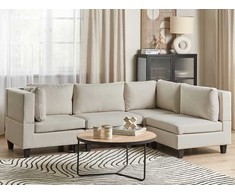 Beliani Modulinė 4 vietų kampinė sofa UNSTAD, kairinė, šviesiai smėlio spalvos