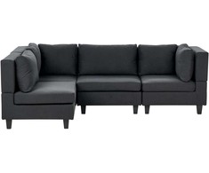 Beliani Modulinė 4 vietų kampinė sofa UNSTAD Dešininė Juoda