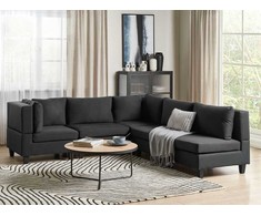 Beliani Modulinė 5 vietų sofa UNSTAD dešininė, juoda