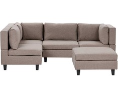 Beliani 4 vietų modulinė kampinė sofa UNSTAD dešininė, ruda su otomanu