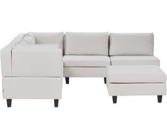 Beliani 5 vietų modulinė kampinė sofa UNSTAD Dešininė Šviesiai smėlio spalvos su otomanu